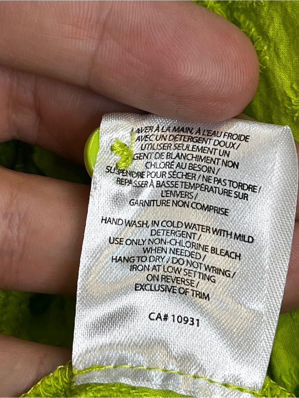 EUC - 100% Cotton Melanie Lynne Neon Green Eyelet Button-Front Camisole Top - Picture 10 of 10